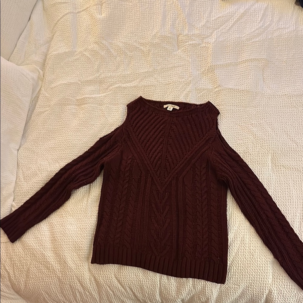 Women's Off the Shoulder Burgundy Sweater
